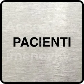 Informační tabulka Stříbrný piktogram "pacienti" s černým textem a rámečkem - 80 x 80 mm