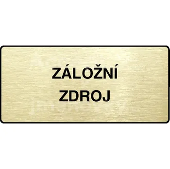 Značení Zlatý piktogram "ZÁLOŽNÍ ZDROJ" s černým&nbsp;textem a rámečkem&nbsp;-