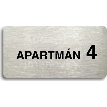 Značení Stříbrný piktogram "APARTMÁN 4 II" s černým textem bez rámečku -
