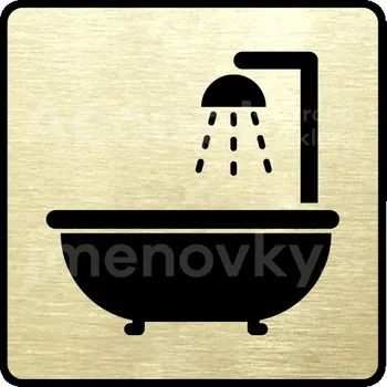 Značení Zlatý piktogram "koupelna III" s černým textem a rámečkem -