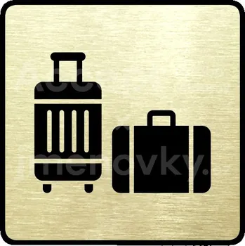 Informační tabulka Zlatý piktogram "úschovna zavazadel III" s černým textem a rámečkem -