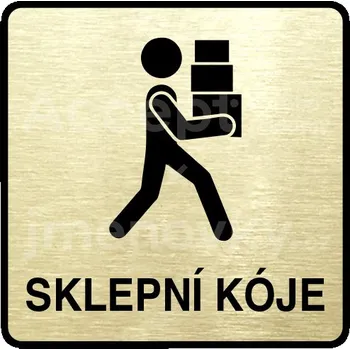 Informační tabulka Zlatý piktogram "sklepní kóje" s černým textem a rámečkem -