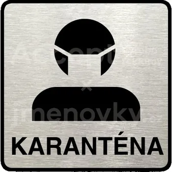 Informační tabulka Stříbrný piktogram "karanténa II" s černým textem a rámečkem -