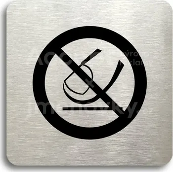 Informační tabulka Stříbrný piktogram "nedotýkejte se" s černým&nbsp;textem bez rámečku -