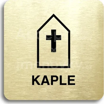 Informační tabulka Zlatý piktogram "kaple" s černým&nbsp;textem bez rámečku&nbsp;-
