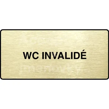 Informační tabulka Zlatý piktogram "WC INVALIDÉ" s černým&nbsp;textem a rámečkem&nbsp;-