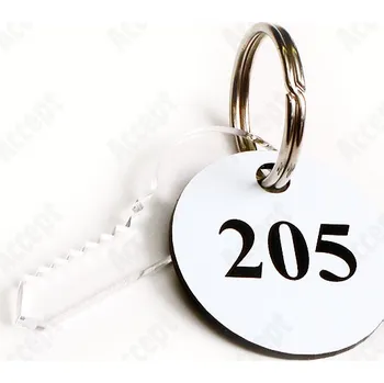 Klíčenka plastová kulatá (Ø 35 mm) - bíločerná