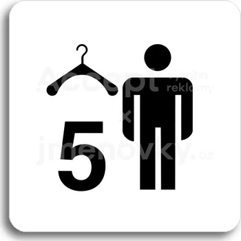 Informační tabulka Bílý piktogram "šatna muži 5" s černým textem bez rámečku&nbsp;-