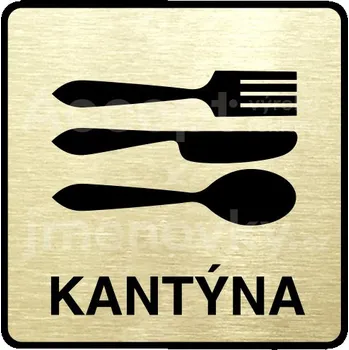 Informační tabulka Zlatý piktogram "kantýna II" s černým&nbsp;textem a rámečkem&nbsp;-