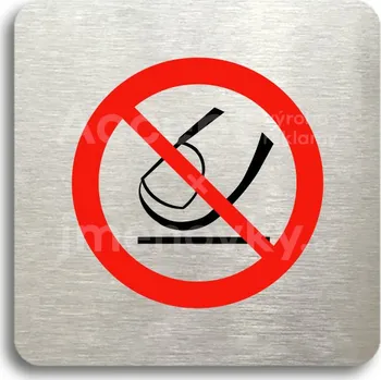 Informační tabulka Stříbrný&nbsp;piktogram "nedotýkejte se" s červeným textem bez rámečku&nbsp;-