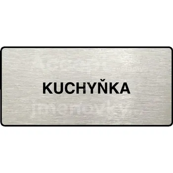 Informační tabulka Stříbrný piktogram "KUCHYŇKA" s černým&nbsp;textem a rámečkem&nbsp;-