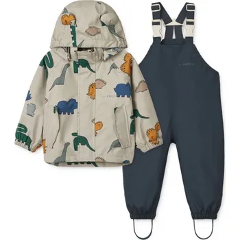 Pláštěnka Liewood Dětský set do deště Manu Dinosaurs Mist Velikost oblečení: 92