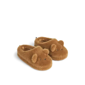 Chlapecká obuv Liewood Chlupaté pantoflíčky Aviaja Bear Golden caramel Velikost obuvi: 30/31