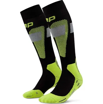 Pánské ponožky CEP Lyžařské kompresní podkolenky MERINO 3.0 Pánské Velikost: III, Barvy: black/lime