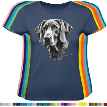 Dámské tričko damske-levne-bavlnene-tricko-digitalni-potisk-pes-vymarsky-ohar Barva: Denim - riflovina, velikost: XXL