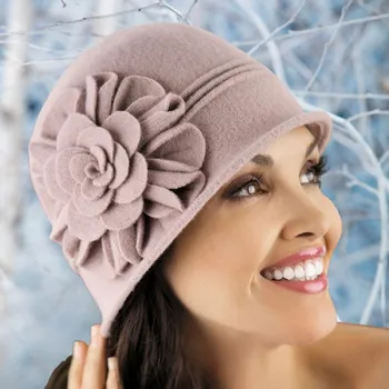 Klobouk Krumlovanka Zimní dámský klobouk - starorůžový z 100% vlny W-0192/540