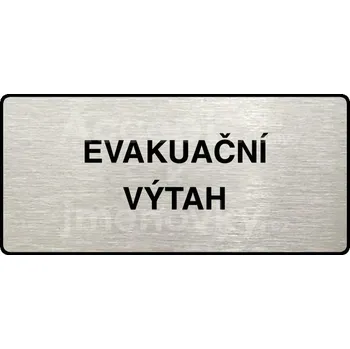 Informační tabulka Stříbrný piktogram "EVAKUAČNÍ VÝTAH" s černým&nbsp;textem a rámečkem&nbsp;-