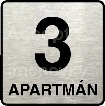 Informační tabulka Stříbrný piktogram "3 apartmán" s černým&nbsp;textem a rámečkem&nbsp;-