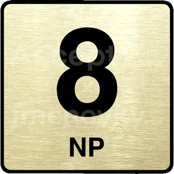 Informační tabulka Zlatý piktogram "8 NP" s černým&nbsp;textem a rámečkem&nbsp;-