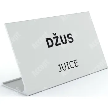 Jmenovka na stůl Informační stojánek D-62 "DŽUS, JUICE" - stříbrná