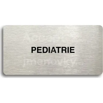 Značení Stříbrný piktogram "PEDIATRIE" s černým textem bez rámečku - 160 x 80 mm