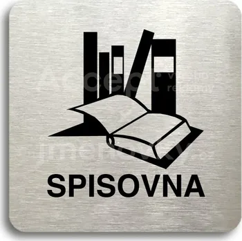 Informační tabulka Stříbrný piktogram "spisovna" s černým&nbsp;textem bez rámečku -