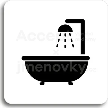 Informační tabulka Bílý piktogram "koupelna III" s černým textem bez rámečku&nbsp;-
