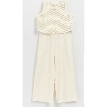 Dívčí šaty Reserved - Overal s krajkovým topem - krémová - 846CY-01X - 846CY-01X-158
