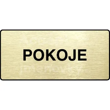 Informační tabulka Zlatý piktogram "POKOJE" s černým textem a rámečkem -