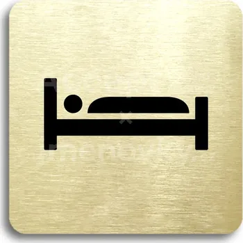 Informační tabulka Zlatý piktogram "pokoje" s černým textem bez rámečku - 80 x 80 mm