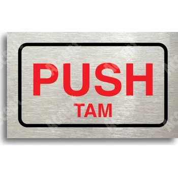 Informační tabulka Stříbrný piktogram "SEM - TAM - typ 17" s červeným textem a rámečkem - 80 x 50 mm