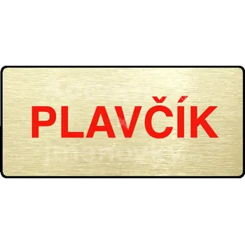 Informační tabulka Zlatý&nbsp;piktogram "PLAVČÍK II" s červeným textem a rámečkem&nbsp;-
