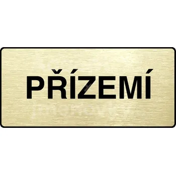 Informační tabulka Zlatý piktogram "PŘÍZEMÍ" s černým&nbsp;textem a rámečkem&nbsp;-