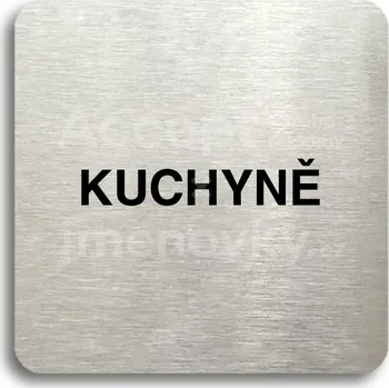 Informační tabulka Stříbrný piktogram "kuchyně" s černým&nbsp;textem bez rámečku -