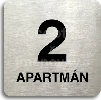 Informační tabulka Stříbrný piktogram "2 apartmán" s černým&nbsp;textem bez rámečku -