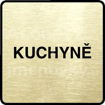 Informační tabulka Zlatý piktogram "kuchyně" s černým&nbsp;textem a rámečkem&nbsp;-