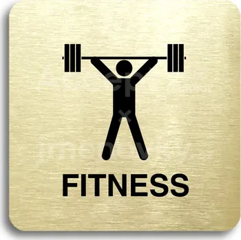 Informační tabulka Zlatý piktogram "fitness III" s černým&nbsp;textem bez rámečku&nbsp;-