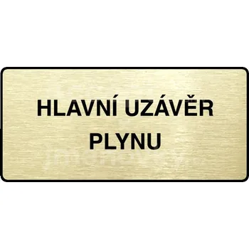 Informační tabulka Zlatý piktogram "HLAVNÍ UZÁVĚR PLYNU" s černým&nbsp;textem a rámečkem&nbsp;-