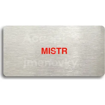 Značení Stříbrný&nbsp;piktogram "MISTR" s červeným textem bez rámečku&nbsp;-