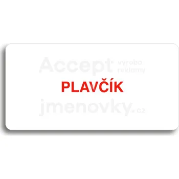 Značení Bílý piktogram "PLAVČÍK" s červeným textem bez rámečku&nbsp;-