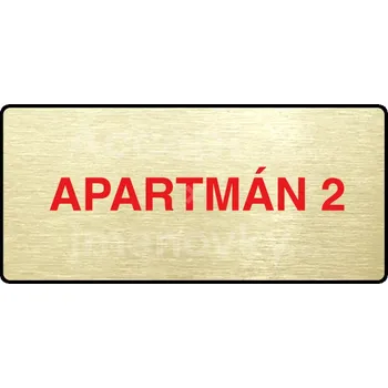 Informační tabulka Zlatý&nbsp;piktogram "APARTMÁN 2" s červeným textem a rámečkem&nbsp;-