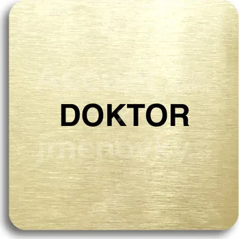 Informační tabulka Zlatý piktogram "doktor" s černým textem bez rámečku -