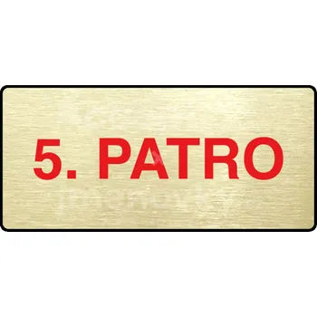 Informační tabulka Zlatý piktogram "5. PATRO" s červeným textem a rámečkem -