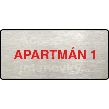 Informační tabulka Stříbrný&nbsp;piktogram "APARTMÁN 1" s červeným textem a rámečkem&nbsp;-