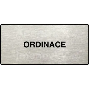 Informační tabulka Stříbrný piktogram "ORDINACE" s černým&nbsp;textem a rámečkem&nbsp;-