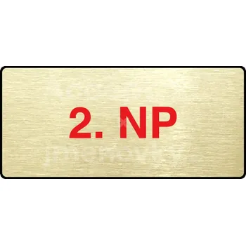 Informační tabulka Zlatý&nbsp;piktogram "2. NP" s červeným textem a rámečkem&nbsp;-