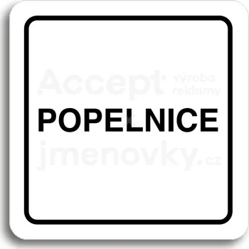 Informační tabulka Bílý piktogram "popelnice" s černým textem a rámečkem&nbsp;-