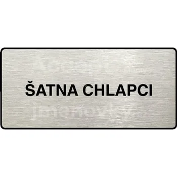 Informační tabulka Stříbrný piktogram "ŠATNA CHLAPCI" s černým&nbsp;textem a rámečkem&nbsp;-