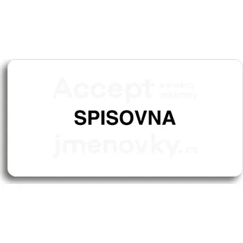 Informační tabulka Bílý piktogram "SPISOVNA" s černým textem bez rámečku&nbsp;-