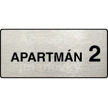 Informační tabulka Stříbrný piktogram "APARTMÁN 2 II" s černým textem a rámečkem -